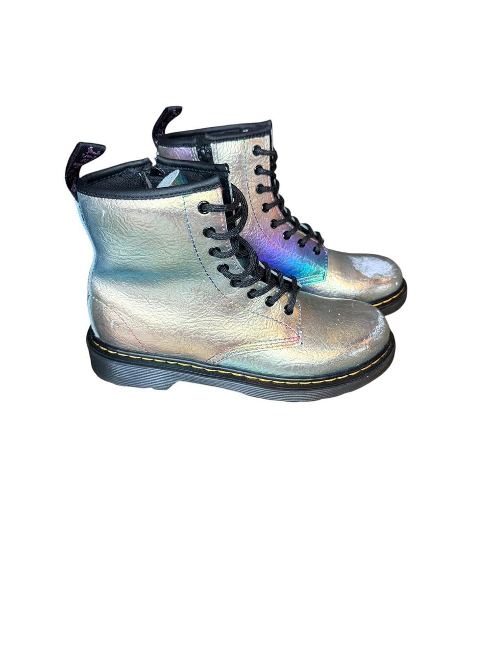 Dr Martens 1460 J Rainbow Crinkle Leather Ankle Lace Up Boots US3 EU34 UK2 Kids